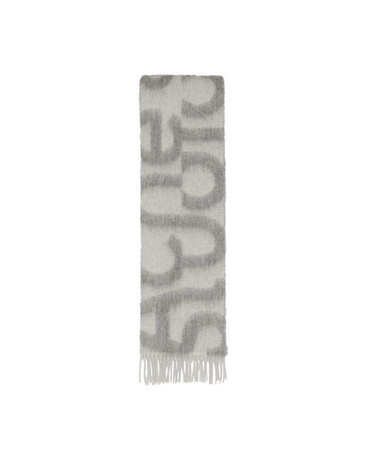 Acne Gray Logo Wool-blend Scarf