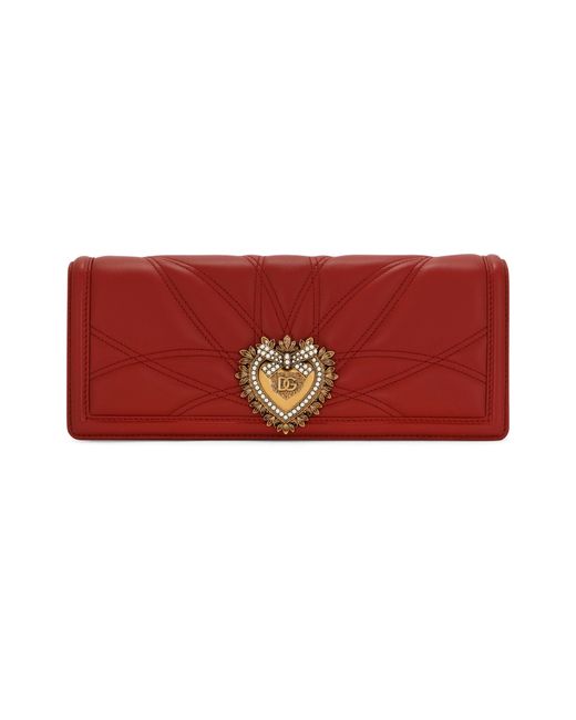 Dolce & Gabbana Red Quilted Nappa Leather Devotion Baguette Bag