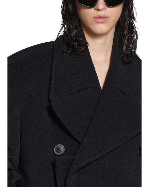Balenciaga Black Folded Peacoat In Cashmere