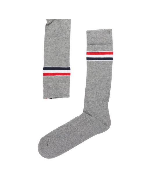 Thom Browne Gray Striped Socks for men
