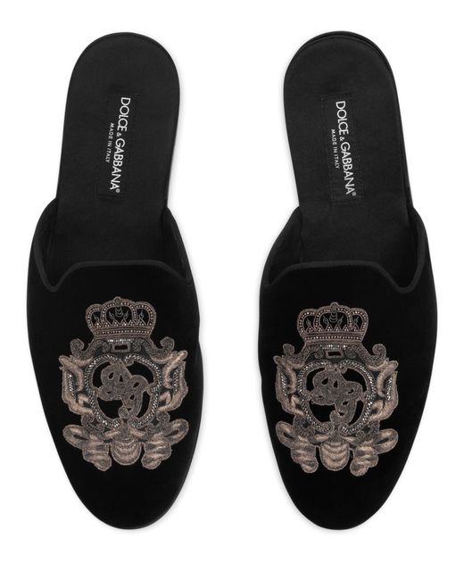 Dolce & Gabbana Samtslipper in Black für Herren