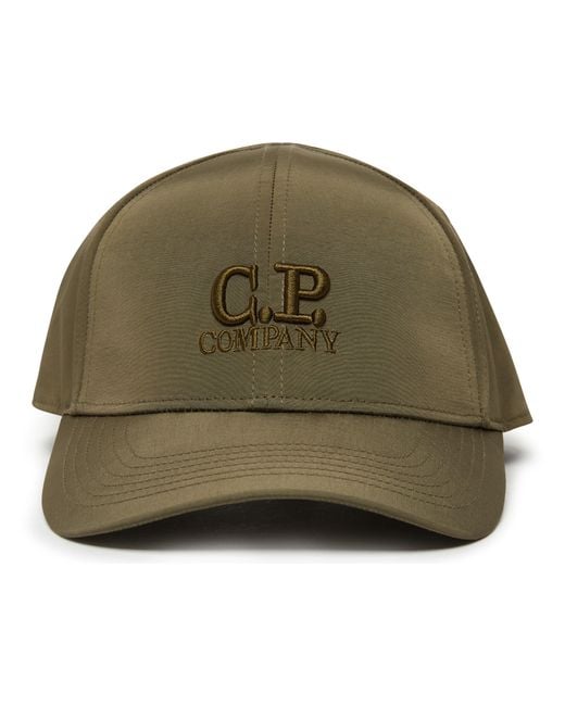 C P Company Green Chrome-R Logo Cap for men
