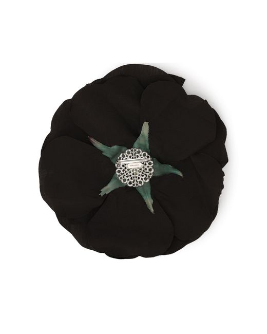 Dolce & Gabbana Black Floral Poplin Brooch for men