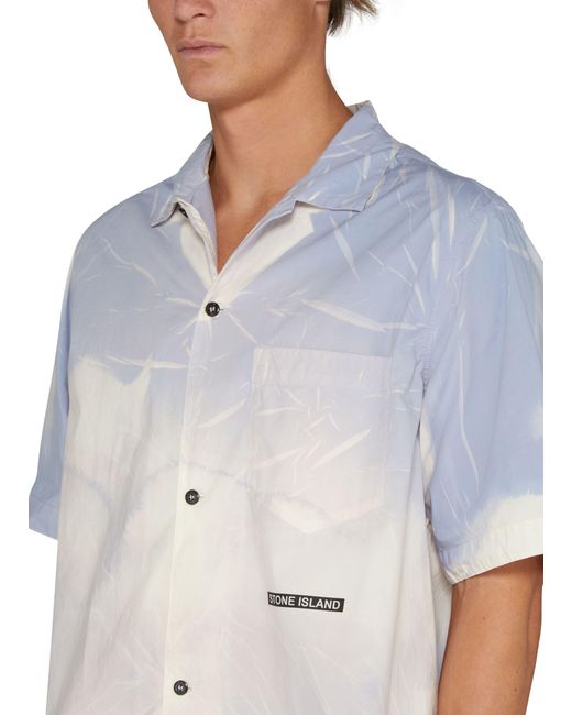 Stone Island Blue Short-Sleeved Overshirt for men