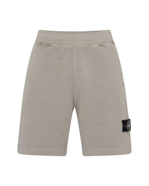 Stone Island Gray Fleece Shorts With Logo Patch for men