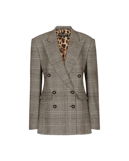 Dolce & Gabbana Gray Glen Plaid Jacket With Vents
