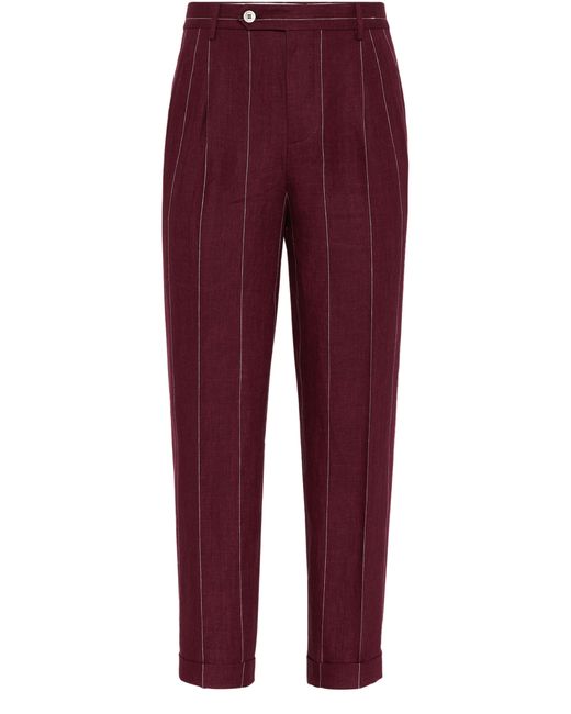 Brunello Cucinelli Red Easy Fit Trousers for men