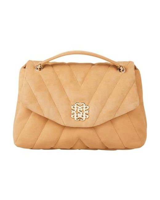 Sandro Natural Mila Quilted Suede Leather Bag
