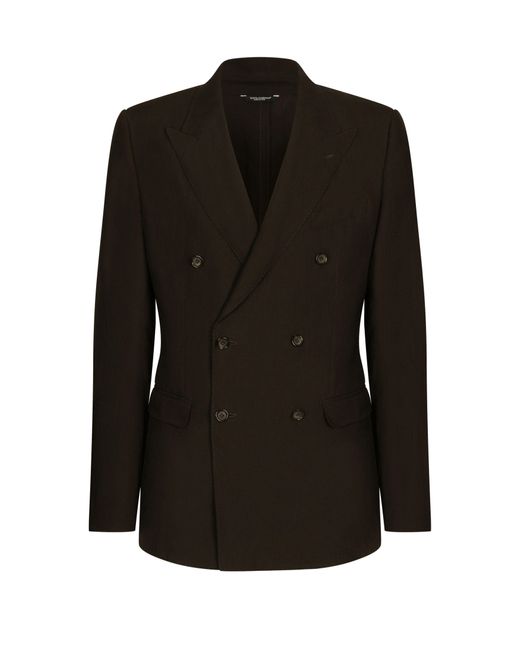 Dolce & Gabbana Black Taormina Double-breasted Jacket In Linen for men