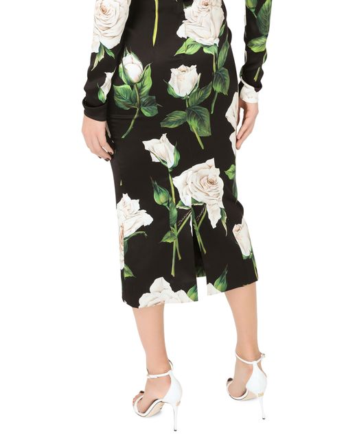 Dolce & Gabbana Green Satin Calf-length Dress