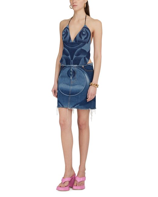 Conner Ives Ghulam Denim Mini Skirt in Blue | Lyst UK 