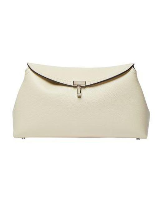 Totême  Black Leder Clutch-Tasche T-Lock
