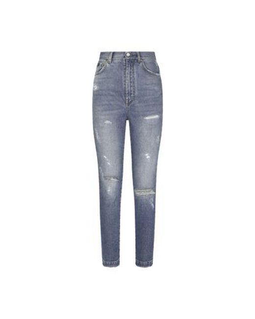 Dolce & Gabbana Blue Grace Jeans With Ripped Details