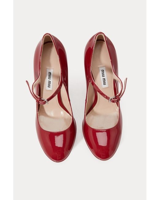 Miu Miu Mary Jane Pumps in Red | Lyst