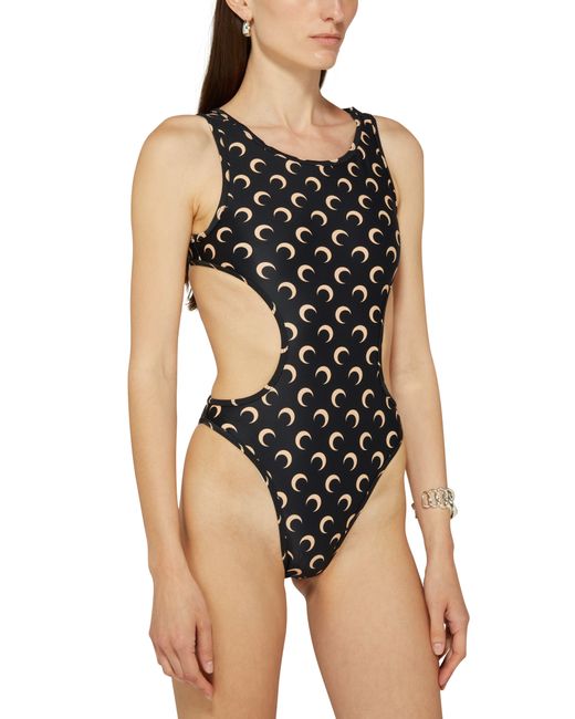 MARINE SERRE Black Active One-Piece Swimsuit