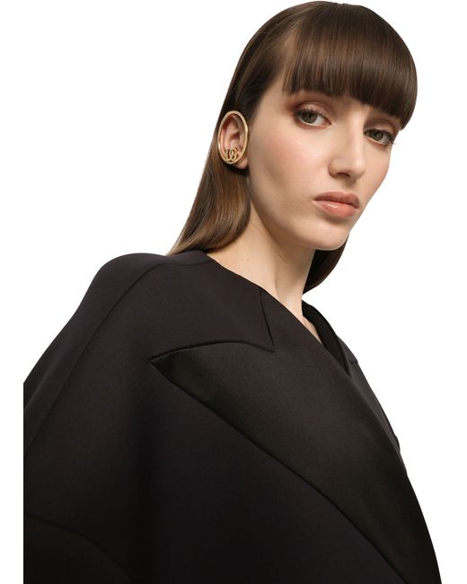 Dolce & Gabbana Black Hoop Earrings With Dg Logo