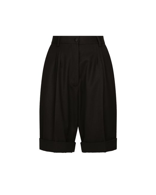 Dolce & Gabbana Black Wool Gabardine Shorts