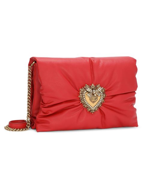 Dolce & Gabbana Red Medium Devotion Soft Shoulder Bag