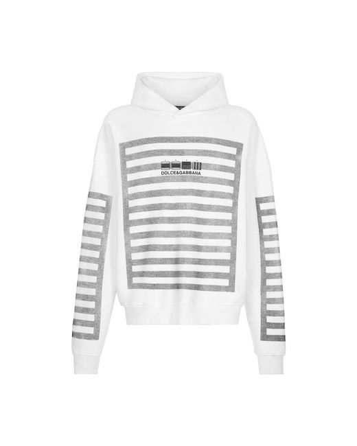 Dolce & Gabbana White Hoodie With Marina Print for men