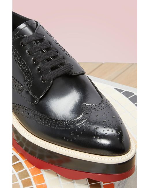 Prada Red Sole Wingtips In Black Red, ModeSens