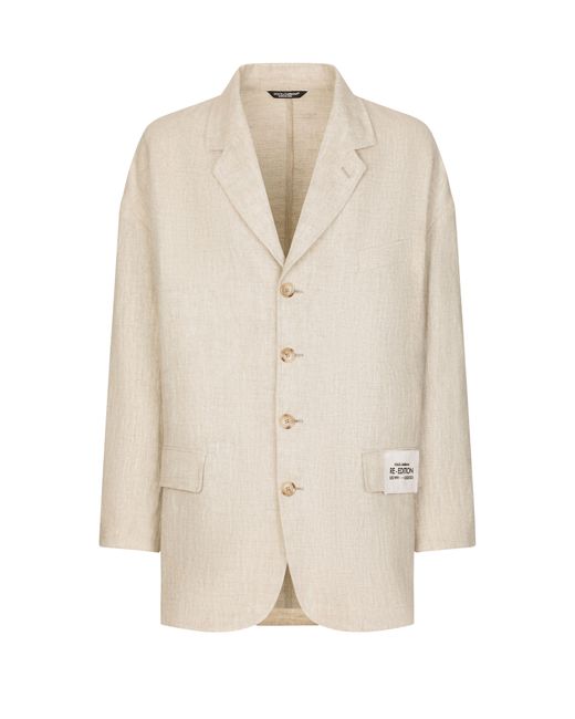 Dolce & Gabbana Natural Oversize Single-Breasted Linen And Viscose Jacket for men