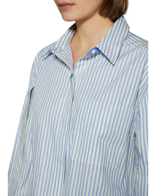 Victoria Beckham Blue Buttoned Sleeve Cropped Shirt