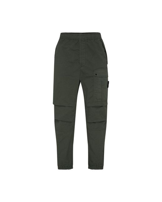 Stone Island Green Cargo Pants With Logo Patch for men