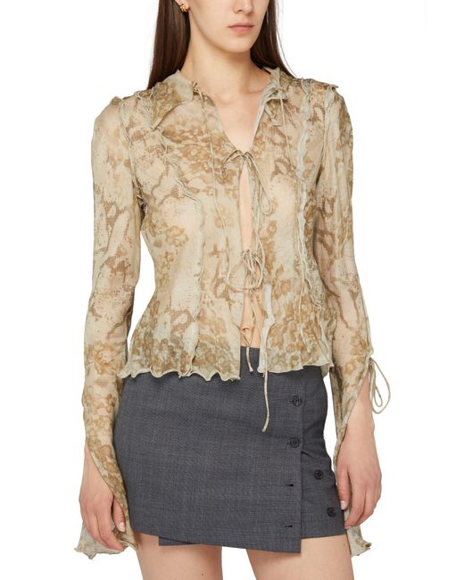 Acne Natural Printed Long-Sleeved Blouse