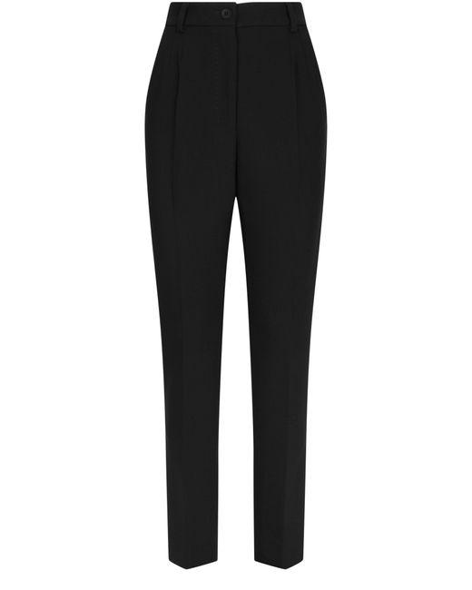 Dolce & Gabbana Black Woolen Pants With Slits On The Hem