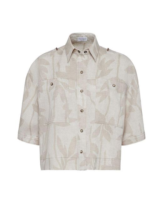 Brunello Cucinelli Gray Linen Shirt