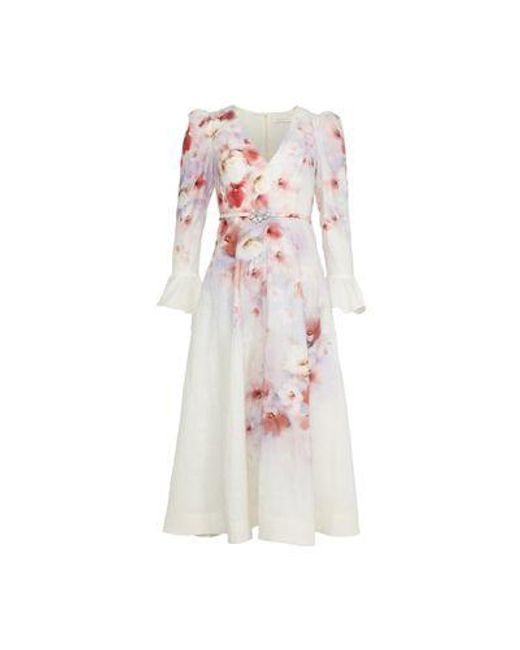 Zimmermann White Crush Midikleid Mit Gerüschten Ärmeln