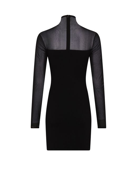 Nensi Dojaka Black Asymmetric Semi-sheer Mini Dress