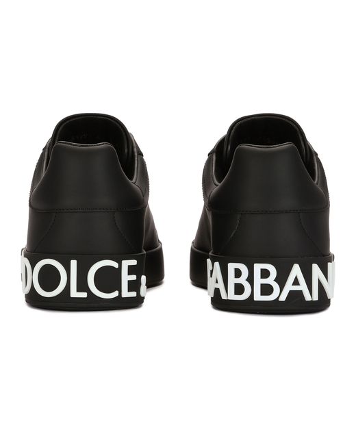 Dolce & Gabbana Sneakers Portofino aus Nappa-Kalbsleder mit DG-Logodruck in Black für Herren