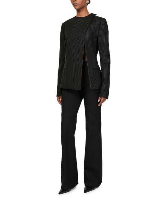 Courreges Black Nadelstreifenjacke Mit Schnalle