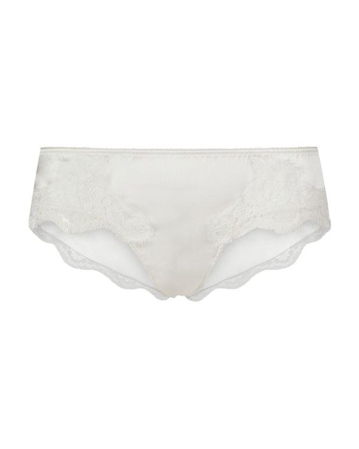 Dolce & Gabbana White Satin Briefs With Lace Detailing