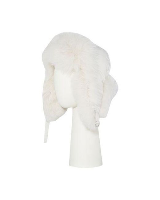 Yves Salomon Quilted Performance Fabric And Fox Fur Ushanka in White | Lyst