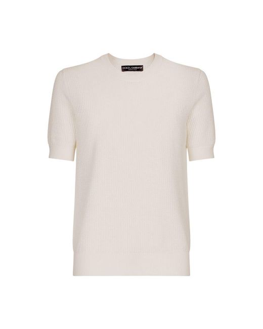 Dolce & Gabbana Natural Cotton Sweater With Logo Label for men