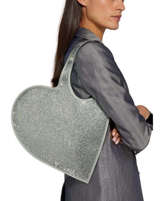 Coperni Gray Crystal-embellished Mini Heart Tote Bag