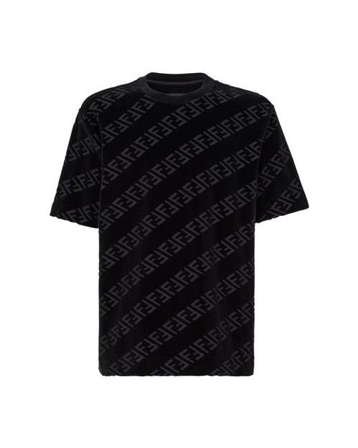 Fendi Black Velvet T-shirt for men