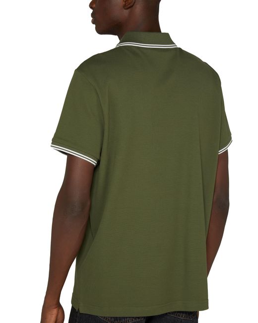 Moncler Green Short-sleeved Polo Shirt With Logo for men