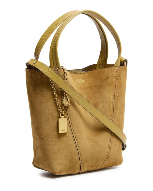 Petit Sac Cabas En Cuir Velours Spin Chloé en coloris Brown