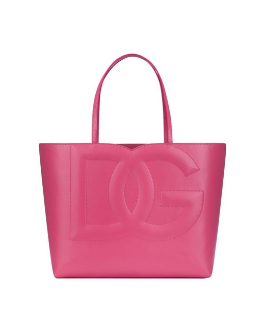 Dolce & Gabbana Pink Medium Dg Logo Bag Shopper
