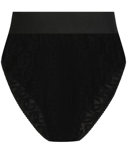 Dolce & Gabbana Black Slip mit hoher Taille aus Jacquard-Tüll