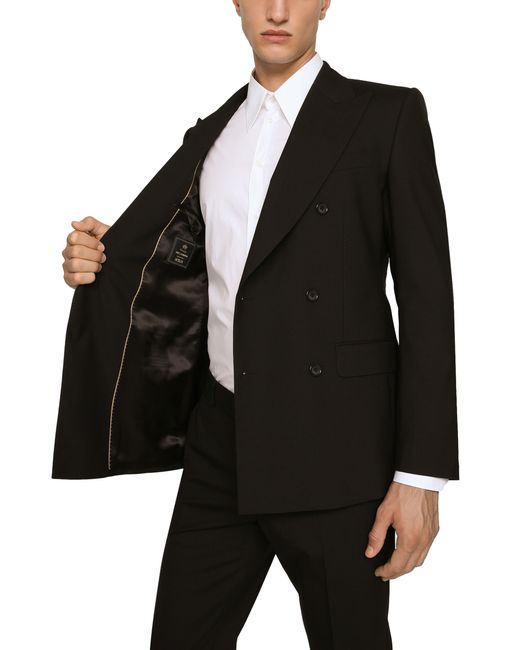 Dolce & Gabbana Black Stretch Wool Sicilia-Fit Suit for men