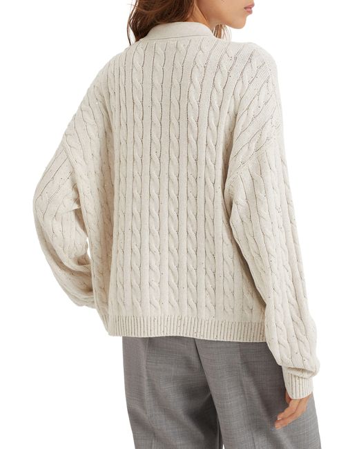 Brunello Cucinelli White Dazzling Cables Sweater