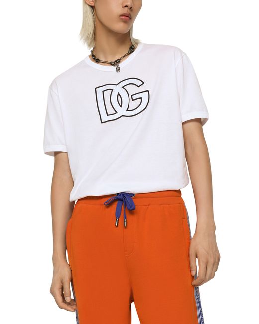 Dolce & Gabbana White Logo-monogram-print T-shirt for men