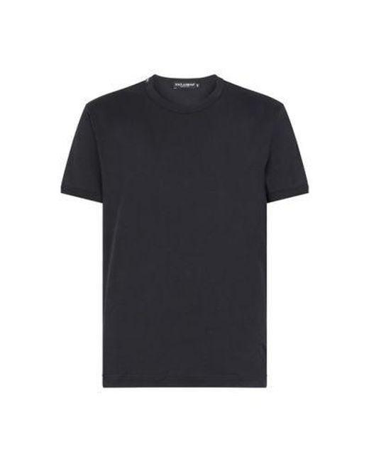 Dolce & Gabbana Black Cotton T-Shirt With Logo for men