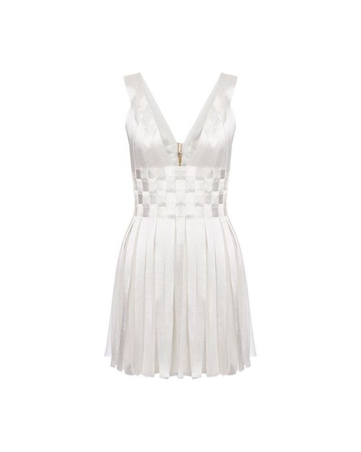 Alberta Ferretti White Mini Dress With Trimming
