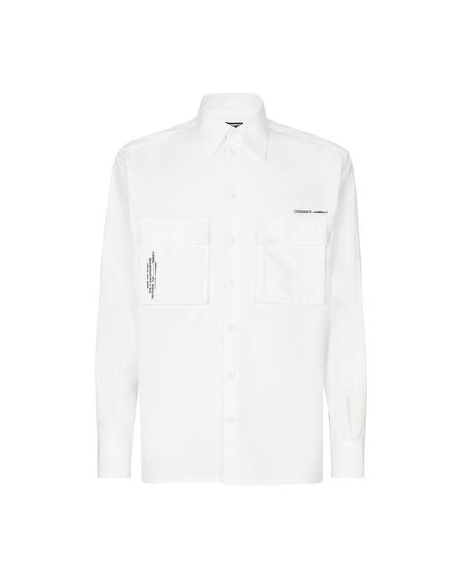 Dolce & Gabbana White Cotton Poplin Shirt for men