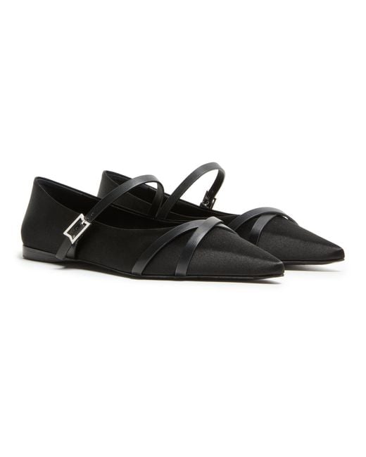 Max Mara Black Satin Flat Ballets
